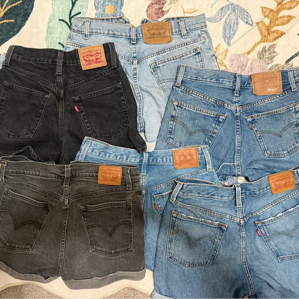 Levi's Mixed Denim and Black Jean Shorts Lot - Blue and Black